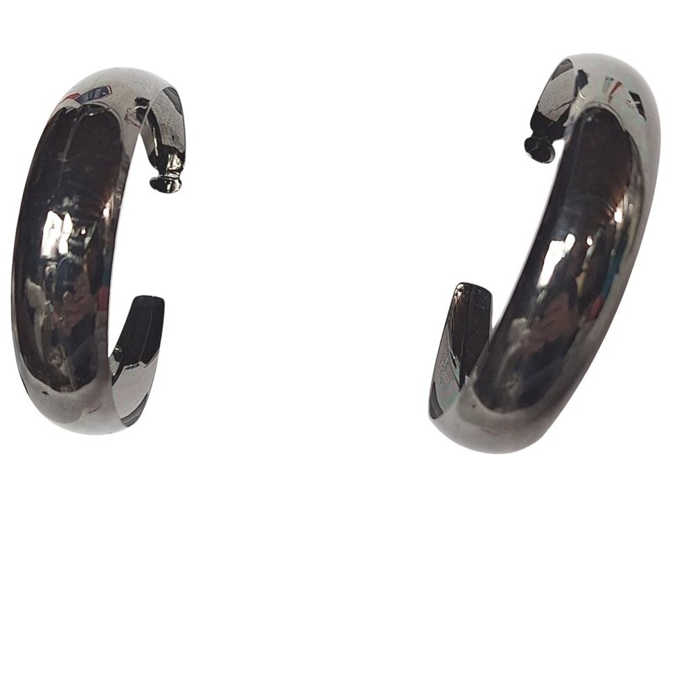 Gunmetal Gray Hoop Earrings Cyber Goth Punk Grunge